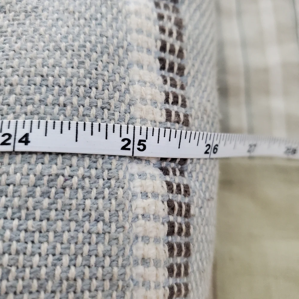 Devi Designs Pillow Farmhouse Beige Blue‎ Geometric Design 26x15 Light Dirt Mark